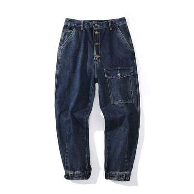 OEM Multi-Bag Straight Cargo Jeans Unisex Casual Pants Four Season Overall