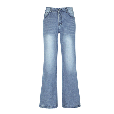 Autumn High Waisted Blue Wide Leg Jeans For Women