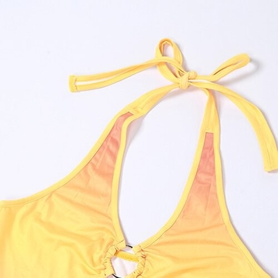 European and American style 2023 Amazon spring women's new sexy hollow hanging neck open back gradient colorful