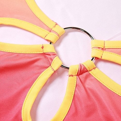European and American style 2023 Amazon spring women's new sexy hollow hanging neck open back gradient colorful