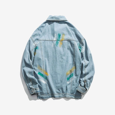 Trucker Button Down Long Sleeve Jean Jackets Custom Denim Clothing With Pockets
