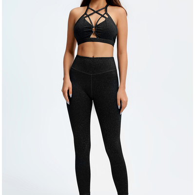 Cotton Breathable GYM Fitness Leggings Cross Neck Low Chest Fitness Yoga Suit