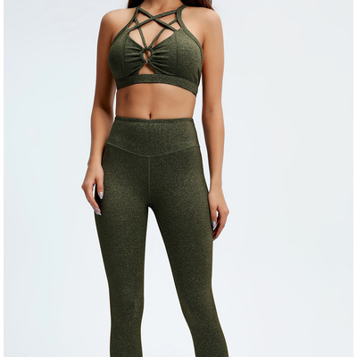 Cotton Breathable GYM Fitness Leggings Cross Neck Low Chest Fitness Yoga Suit