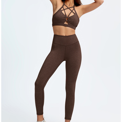 Cotton Breathable GYM Fitness Leggings Cross Neck Low Chest Fitness Yoga Suit
